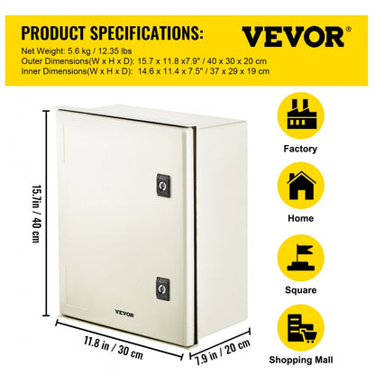 010572946316 - VEVOR NEMA Enclosure IP66, 15.7 x 11.8 x 7.9 inches