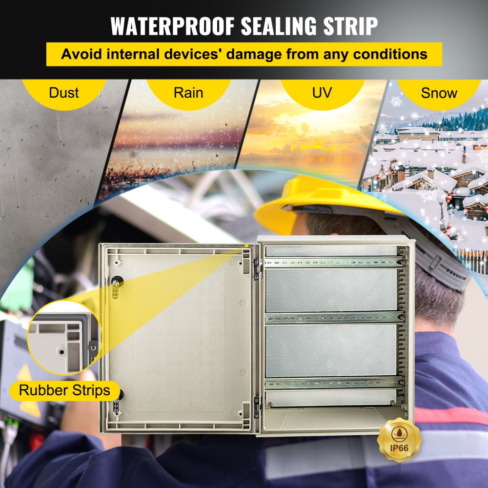 010177200923 - Heavy-Duty IP66 Fiberglass NEMA Enclosure, 20 x 16 x 8 inches