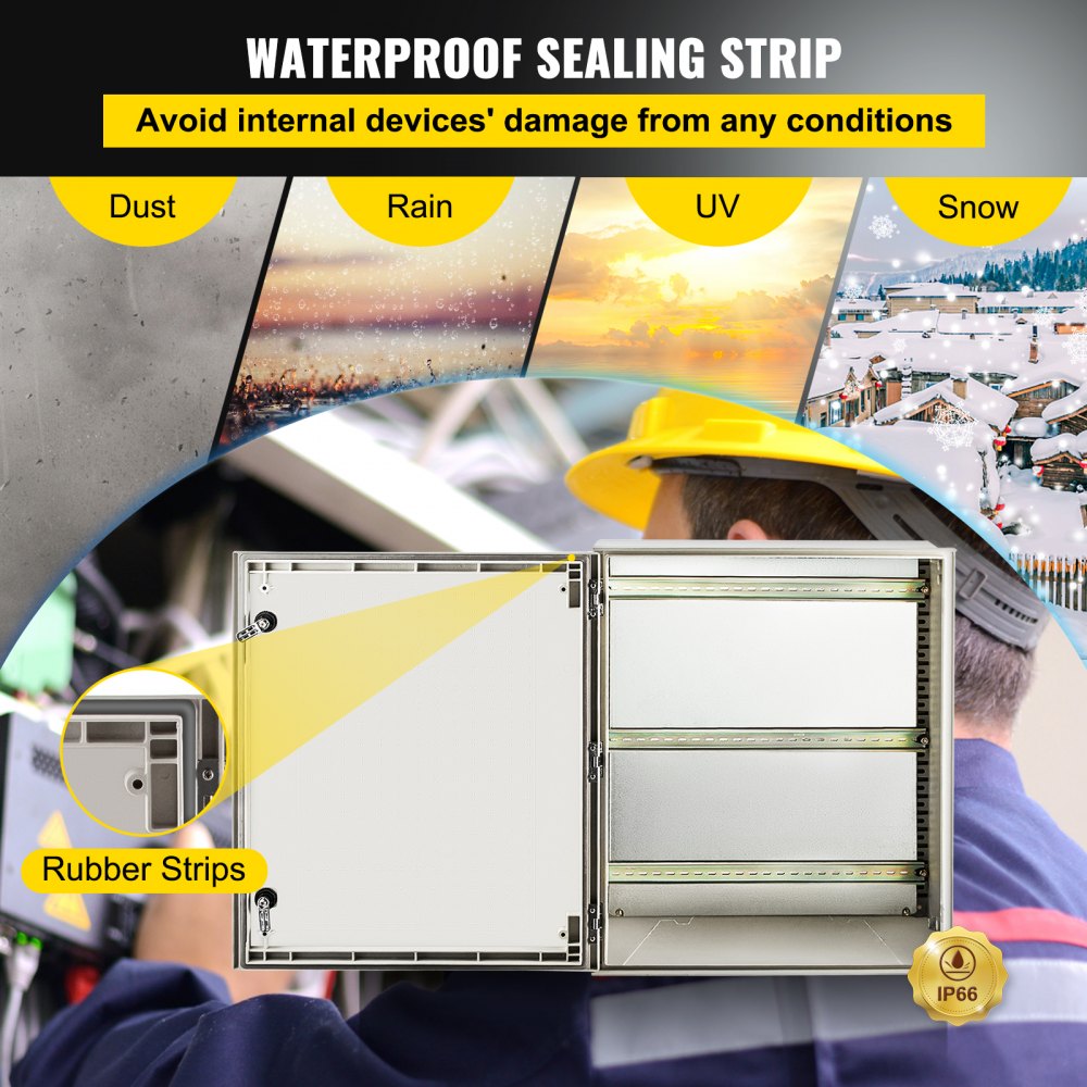 010771601296 - Durable NEMA Steel Enclosure 23.6" x 19.7" for Indoor/Outdoor Use