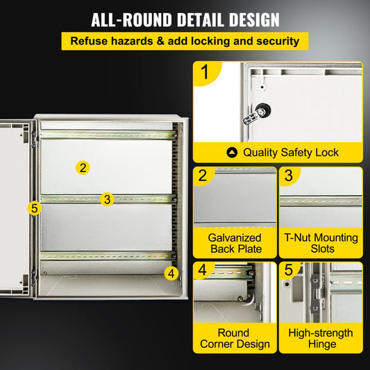 010771601296 - Durable NEMA Steel Enclosure 23.6" x 19.7" for Indoor/Outdoor Use