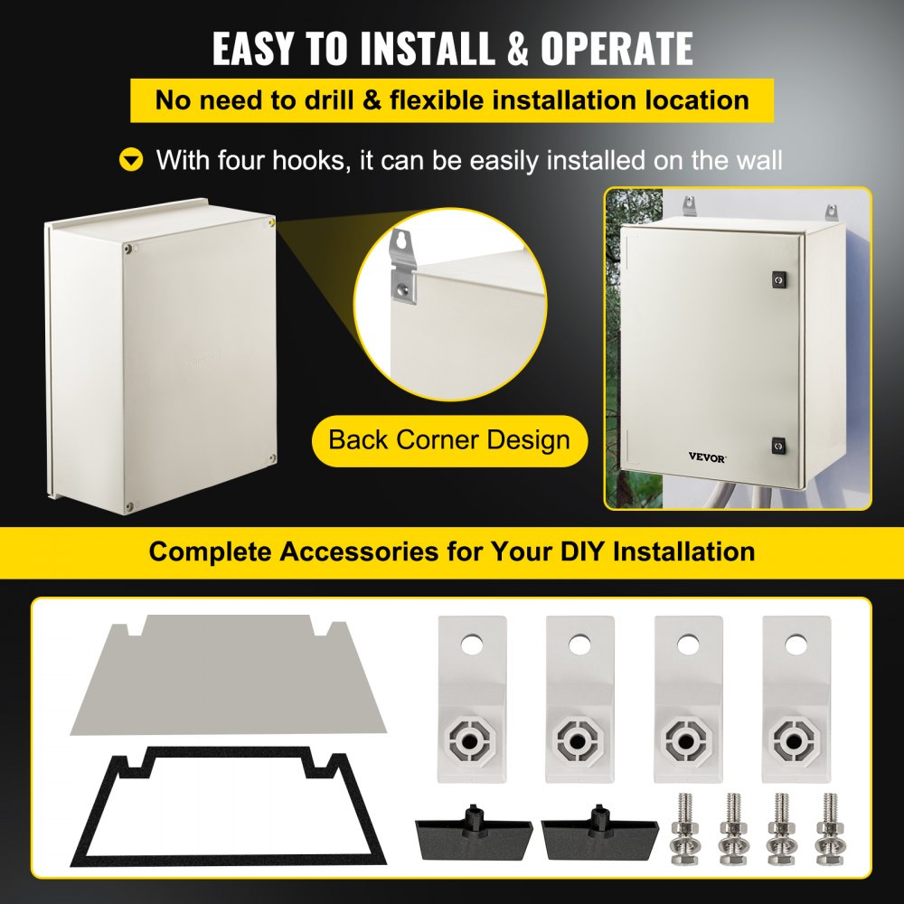 010771601296 - Durable NEMA Steel Enclosure 23.6" x 19.7" for Indoor/Outdoor Use