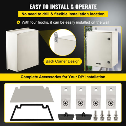 010771601296 - Durable NEMA Steel Enclosure 23.6" x 19.7" for Indoor/Outdoor Use
