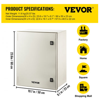 010771601296 - Durable NEMA Steel Enclosure 23.6" x 19.7" for Indoor/Outdoor Use
