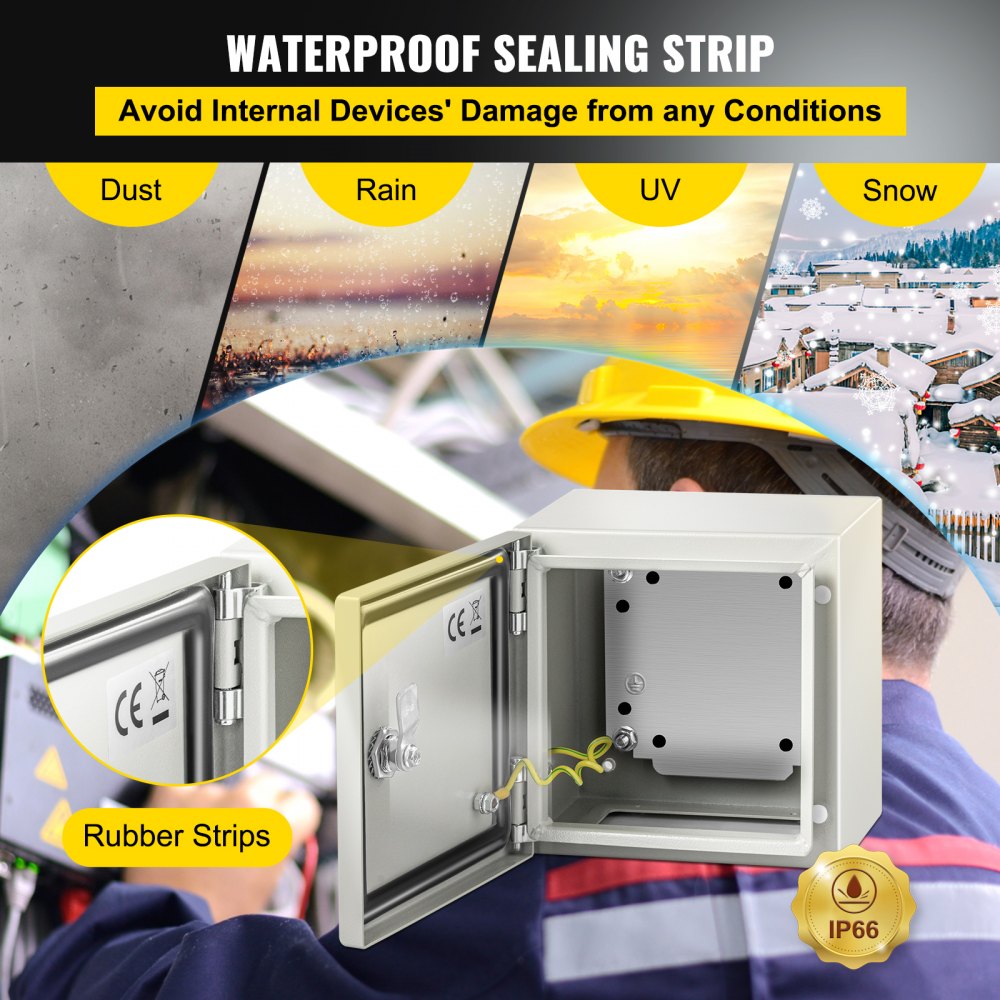 SPT - IP66 NEMA Steel Enclosure 8"x8"x6" with Lock and Backplate