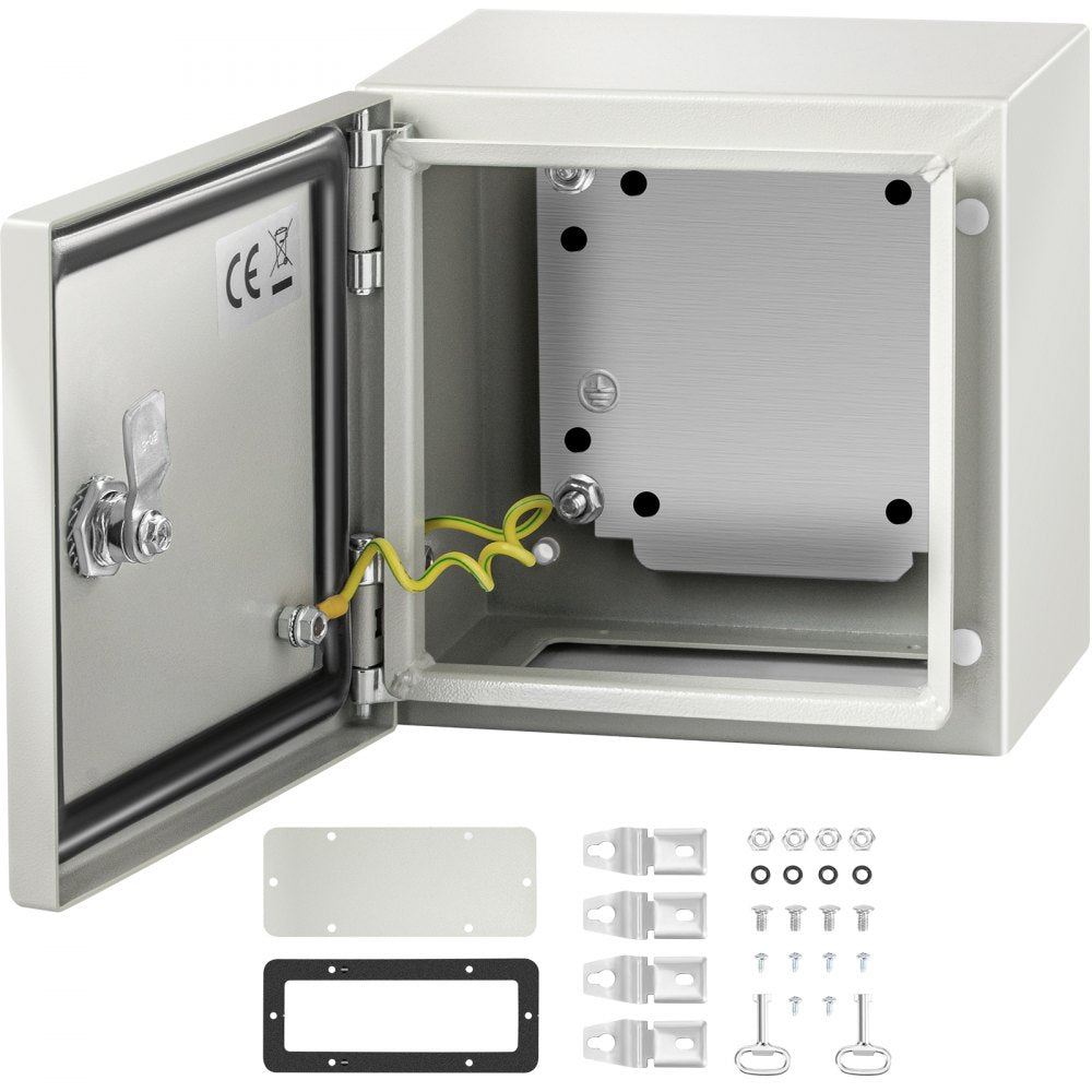 SPT - IP66 NEMA Steel Enclosure 8"x8"x6" with Lock and Backplate