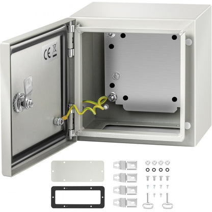 SPT - IP66 NEMA Steel Enclosure 8"x8"x6" with Lock and Backplate