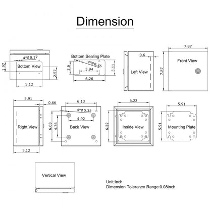 SPT - IP66 NEMA Steel Enclosure 8"x8"x6" with Lock and Backplate