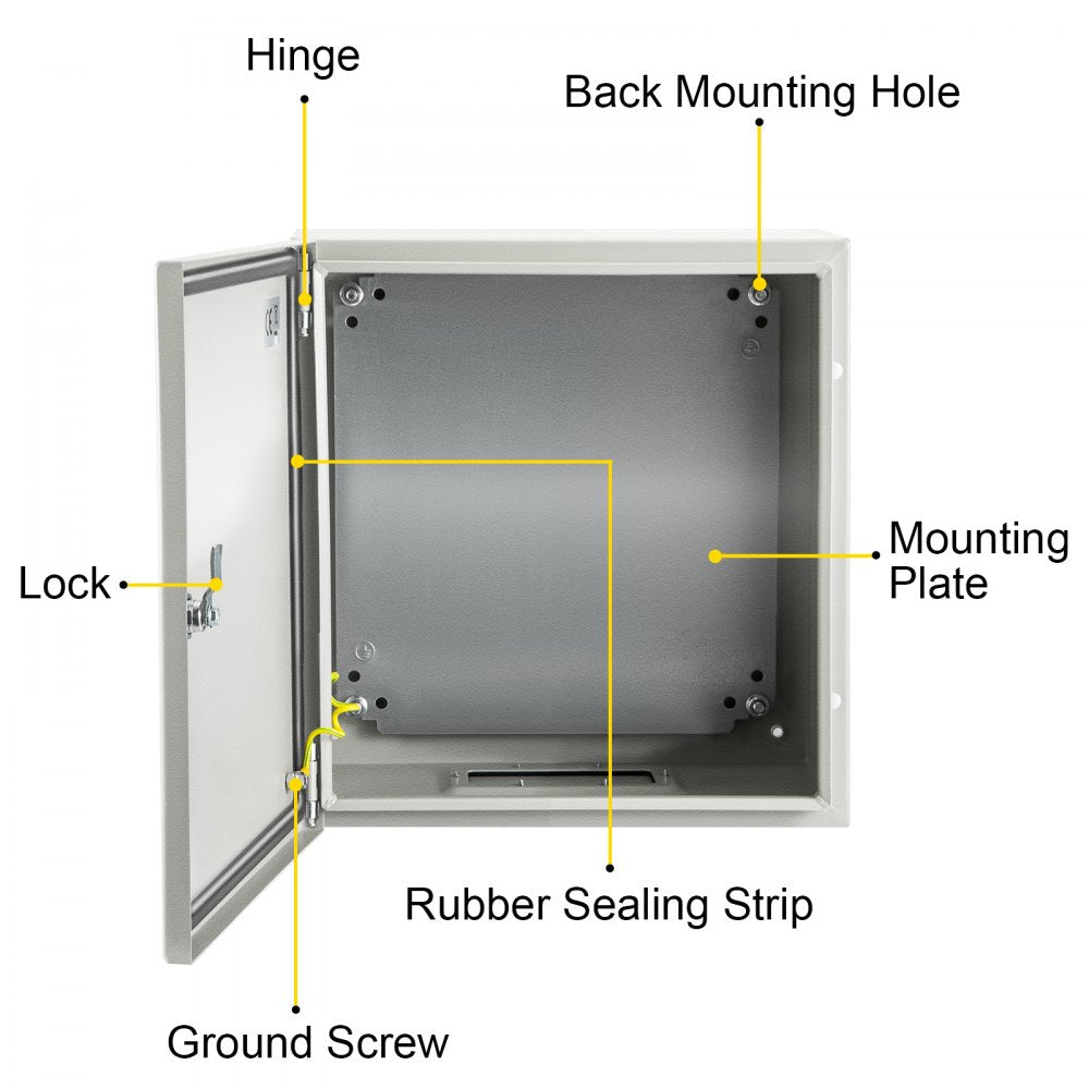 SPT - IP66 NEMA Steel Enclosure 8"x8"x6" with Lock and Backplate