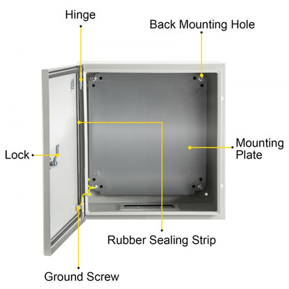 SPT - IP66 NEMA Steel Enclosure 8"x8"x6" with Lock and Backplate