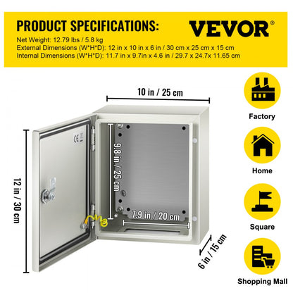 SPT - 12x10x6 Inch NEMA Steel Enclosure with IP66 Protection