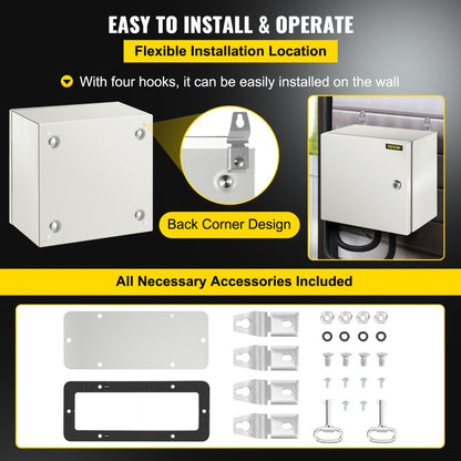 SPT - 12"x12"x8" Durable NEMA Steel Enclosure, Lockable & Powder Coated