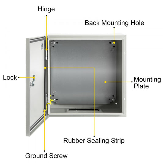 SPT - 12"x12"x8" Durable NEMA Steel Enclosure, Lockable & Powder Coated