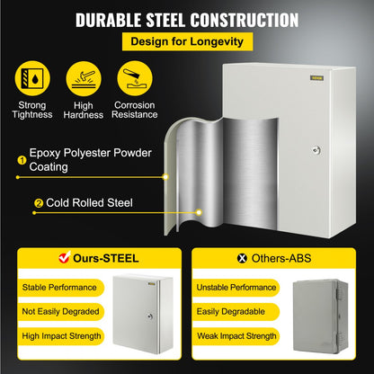 SPT - 16'' x 12'' VEVOR Carbon Steel Weather-Resistant Enclosure Box