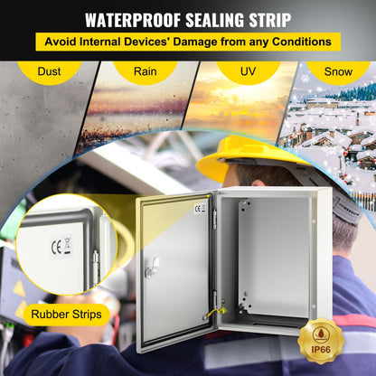 SPT - 16'' x 12'' VEVOR Carbon Steel Weather-Resistant Enclosure Box