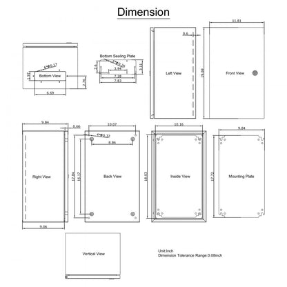 SPT - 20'' VEVOR Steel Enclosure Box for Indoor/Outdoor Use