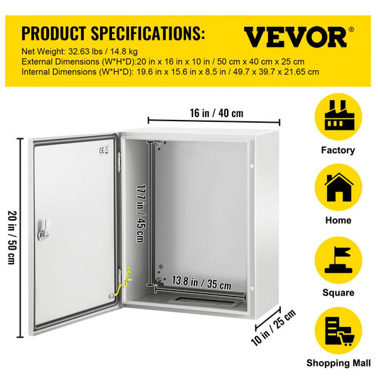SPT - IP66 20"x16"x10" Steel Enclosure for Electrical Protection