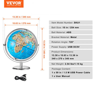 SKU1 - 10" Interactive Educational Globe for Kids