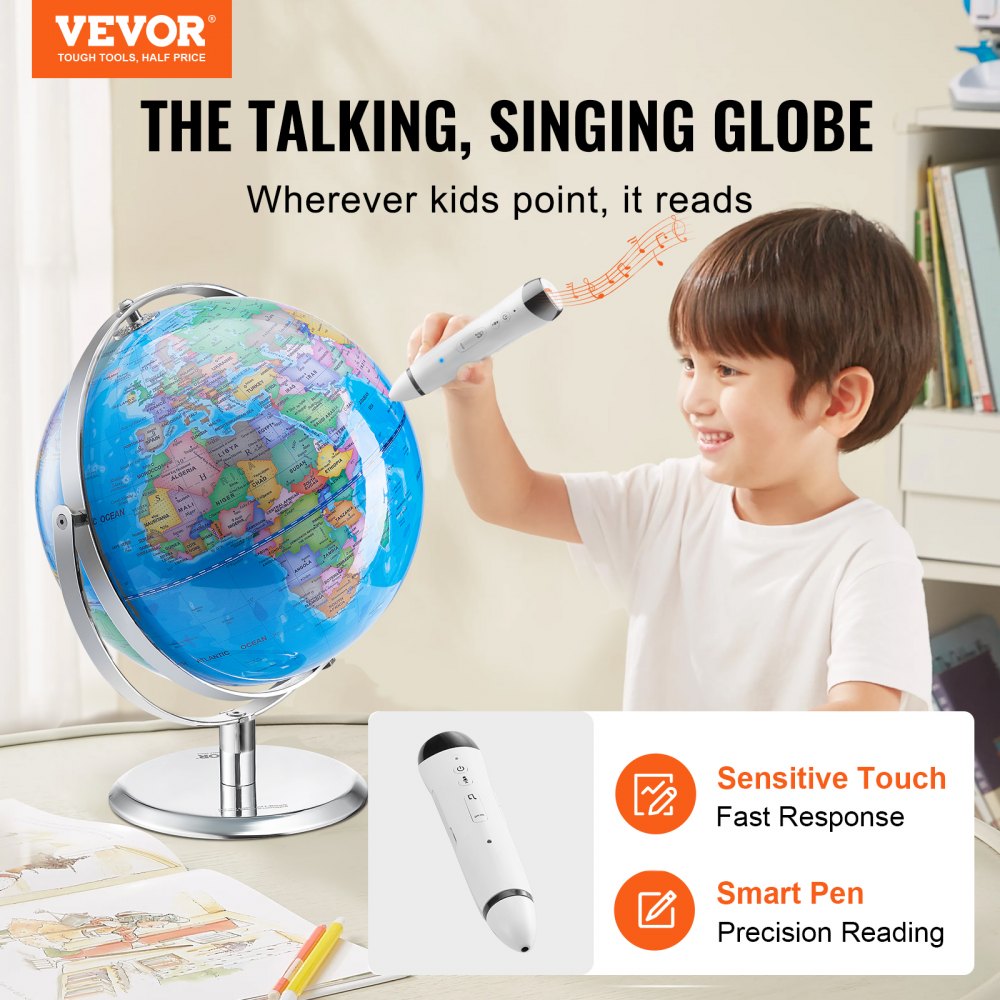 SKU2 - Interactive 9" Talking Globe for Kids' Educational Fun
