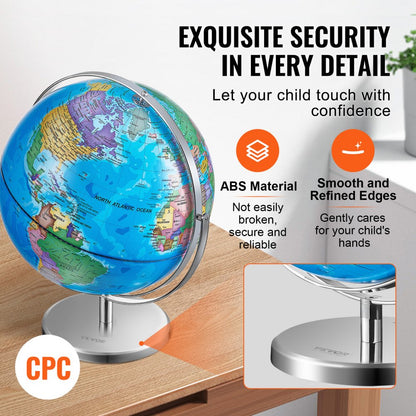 SKU4 - 13" Illuminated Rotating Globe on Metal Stand