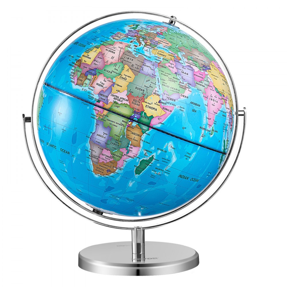 SKU4 - 13" Illuminated Rotating Globe on Metal Stand
