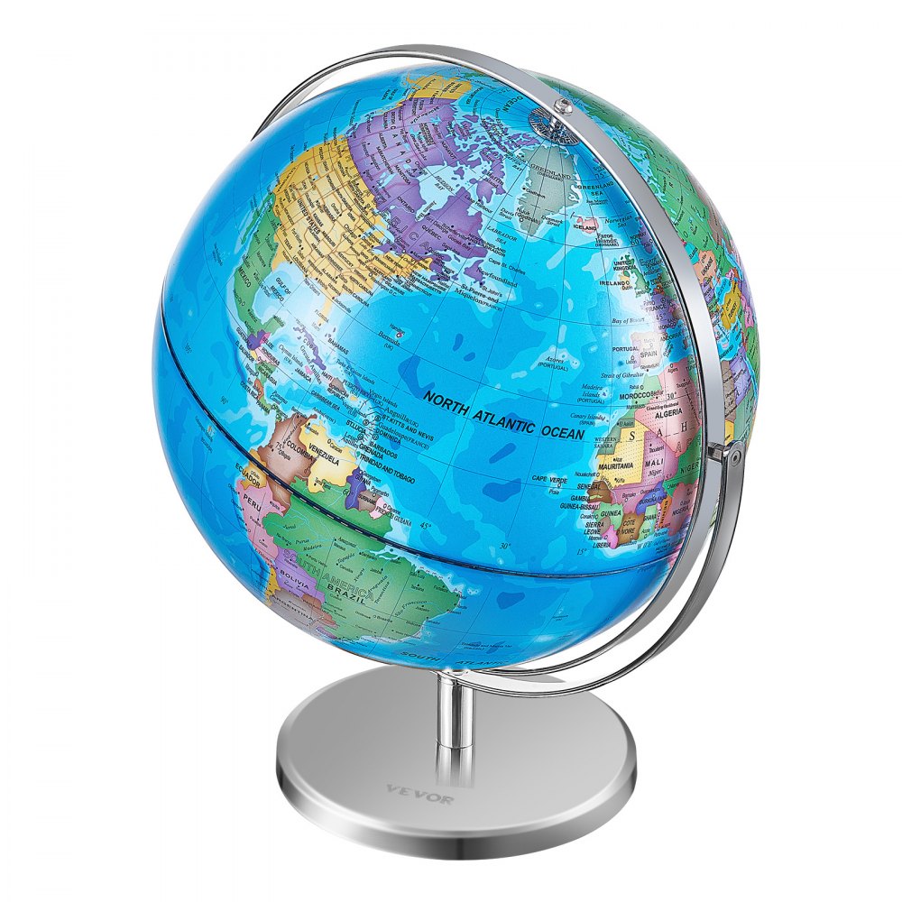 SKU4 - 13" Illuminated Rotating Globe on Metal Stand