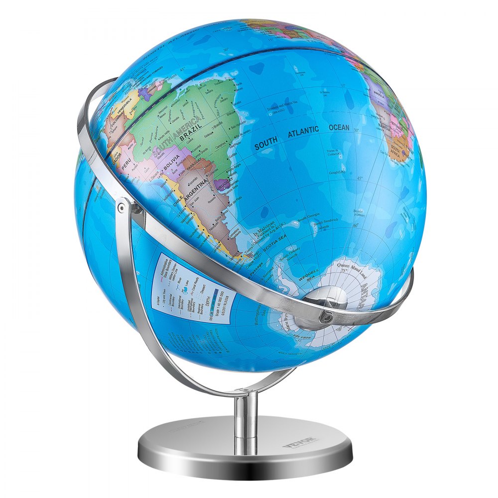 SKU4 - 13" Illuminated Rotating Globe on Metal Stand