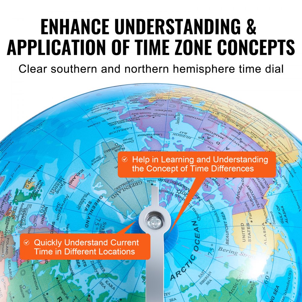 SKU3 - 8" VEVOR Rotating Educational Globe with Sturdy Stand