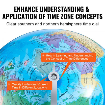 SKU3 - 8" VEVOR Rotating Educational Globe with Sturdy Stand