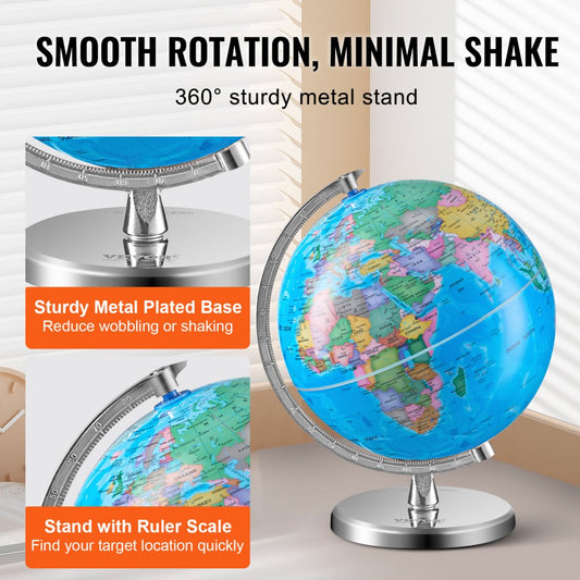 SKU3 - 8" VEVOR Rotating Educational Globe with Sturdy Stand