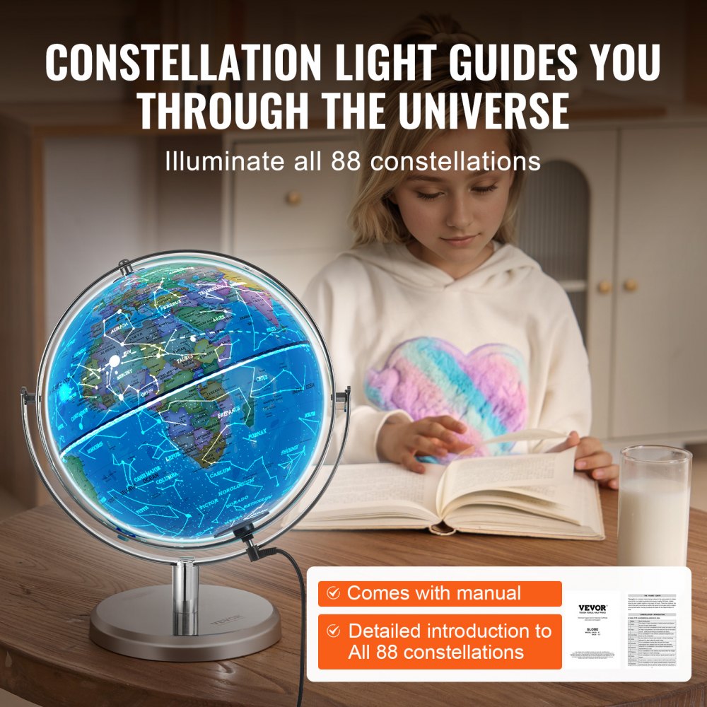 SKU5 - 9" VEVOR Illuminated Globe & LED Night Light