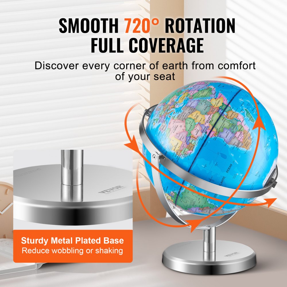 SKU5 - 9" VEVOR Illuminated Globe & LED Night Light