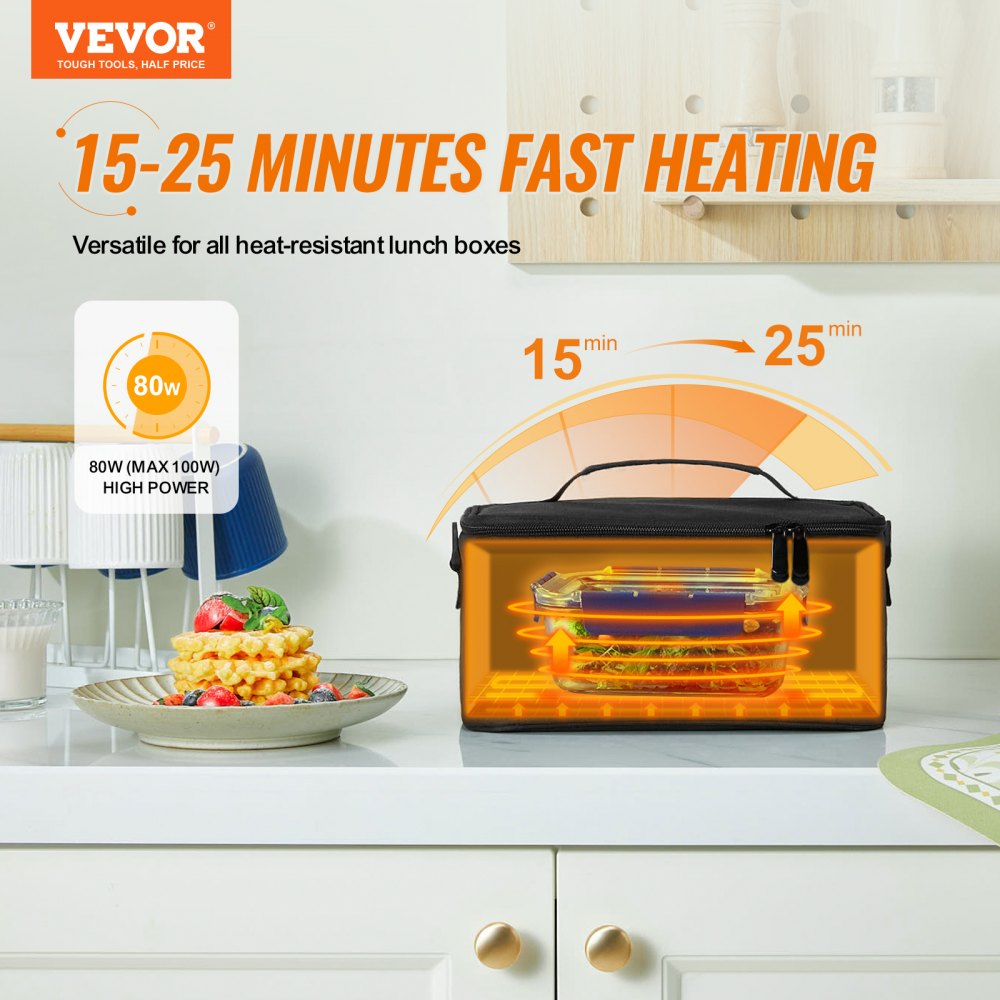 110-BK - 2QT Portable Oven, 80W Food Warmer for Home & Office