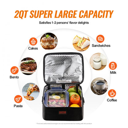 110-BK - 2QT Portable Oven, 80W Food Warmer for Home & Office