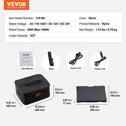 310-BK - Compact 80W Portable Oven for Home & Travel