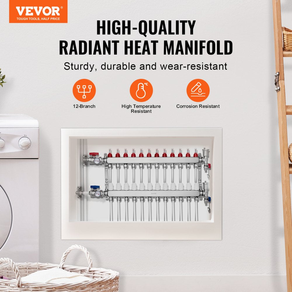 7012-25-12-00-NPT - Durable 12-Branch Stainless Steel Heat Manifold with 5L/min Flow
