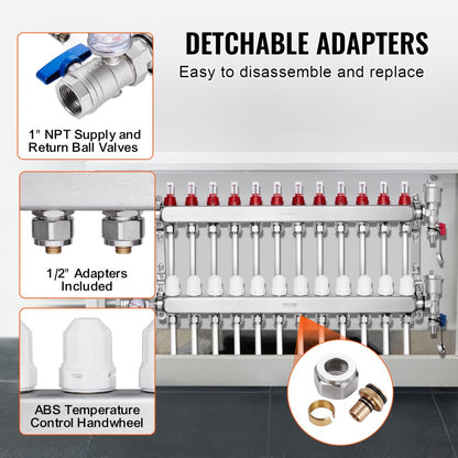 7012-25-12-00-NPT - Durable 12-Branch Stainless Steel Heat Manifold with 5L/min Flow