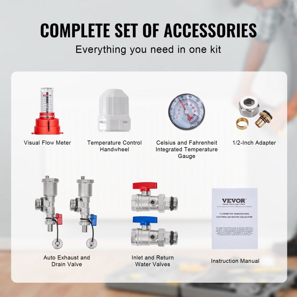 7012-25-02-00-NPT - VEVOR 2-Branch Stainless Steel Heat Manifold, 5L/min Flow Rate