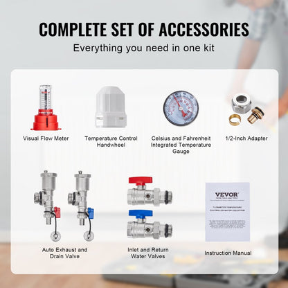 7012-25-02-00-NPT - VEVOR 2-Branch Stainless Steel Heat Manifold, 5L/min Flow Rate