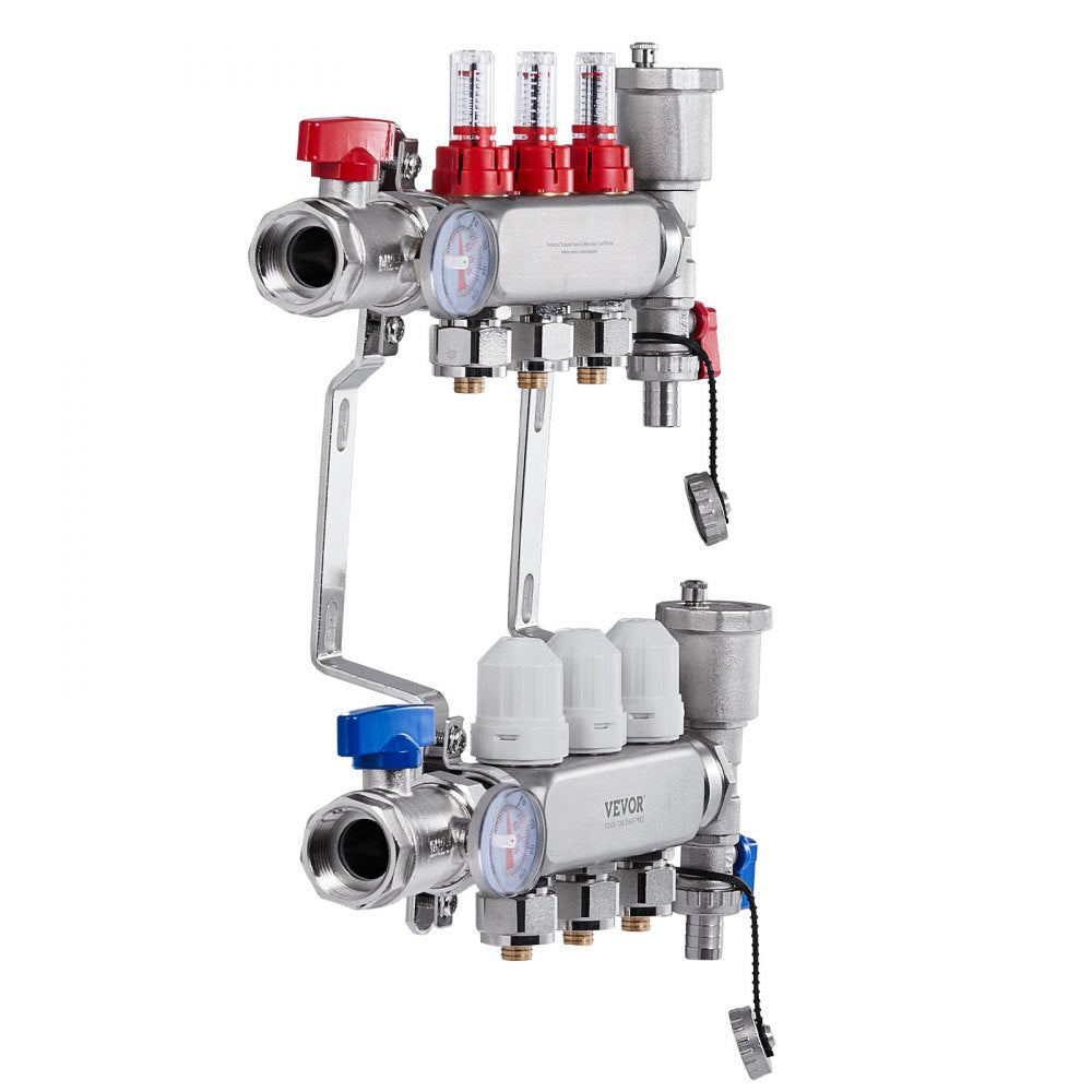 7012-25-03-00-NPT - Durable 3-Branch Stainless Steel Heat Manifold, 5L/min Flow