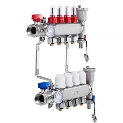 7012-25-04-00-NPT - VEVOR Stainless Steel Heat Manifold with Flow Meter, 5L/min