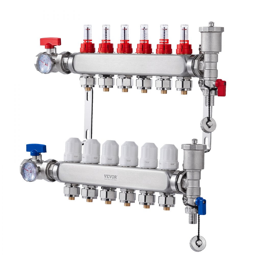 7012-25-06-00-NPT - SUS304 Stainless Steel Heat Manifold with Flow Meter