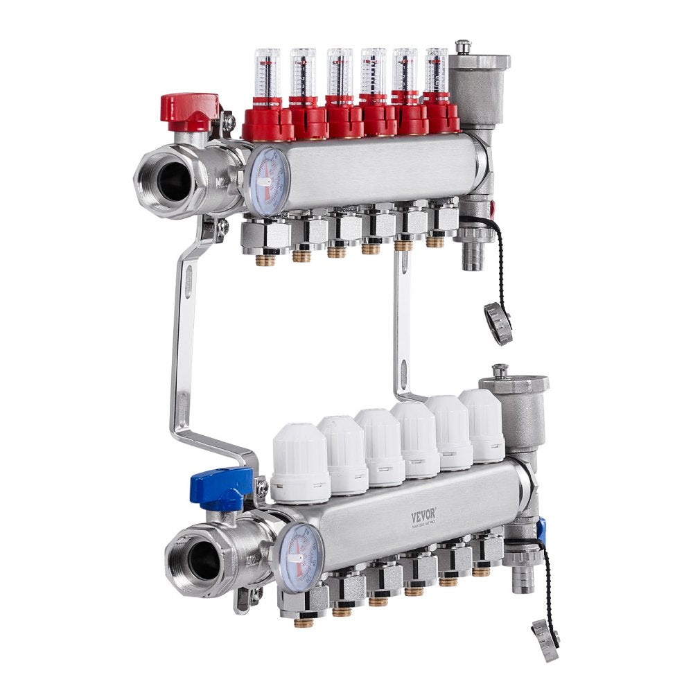 7012-25-06-00-NPT - SUS304 Stainless Steel Heat Manifold with Flow Meter