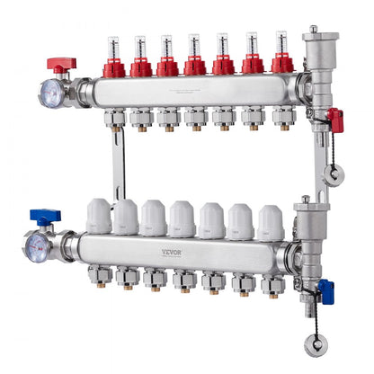 7012-25-07-00-NPT - Durable 7-Branch Stainless Steel Heat Manifold, 5L/min Flow Rate