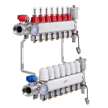 7012-25-07-00-NPT - Durable 7-Branch Stainless Steel Heat Manifold, 5L/min Flow Rate