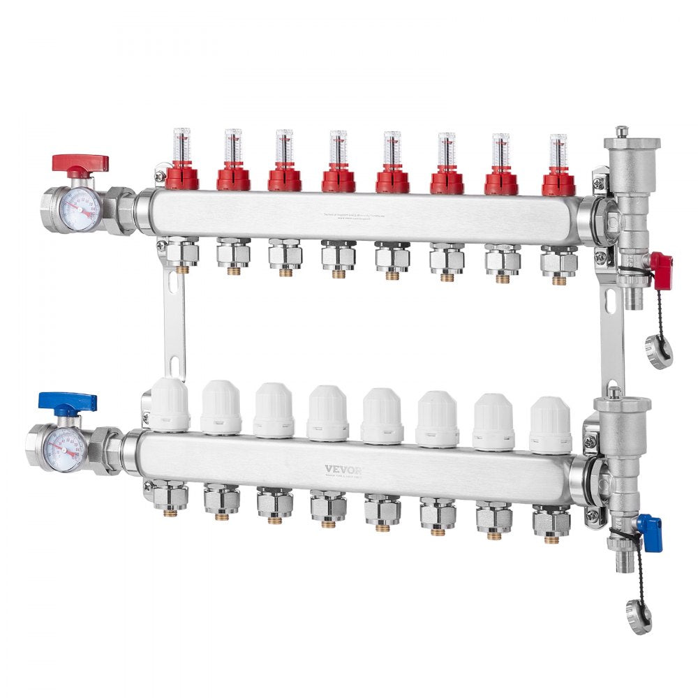7012-25-08-00-NPT - Stainless Steel 8-Branch Heat Manifold with Flow Control