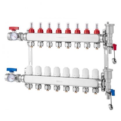 7012-25-08-00-NPT - Stainless Steel 8-Branch Heat Manifold with Flow Control