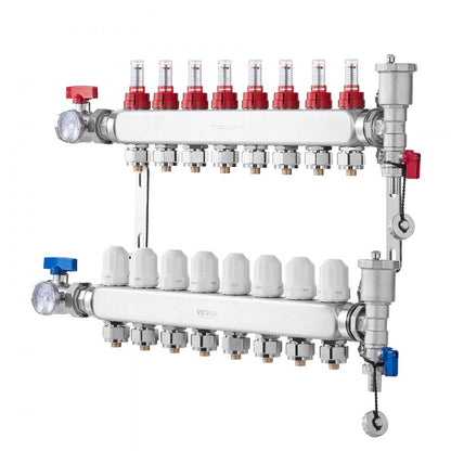 7012-25-08-00-NPT - Stainless Steel 8-Branch Heat Manifold with Flow Control