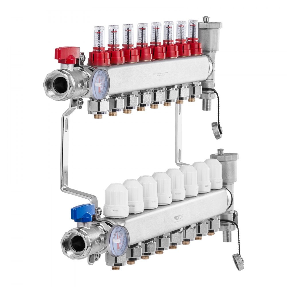 7012-25-08-00-NPT - Stainless Steel 8-Branch Heat Manifold with Flow Control