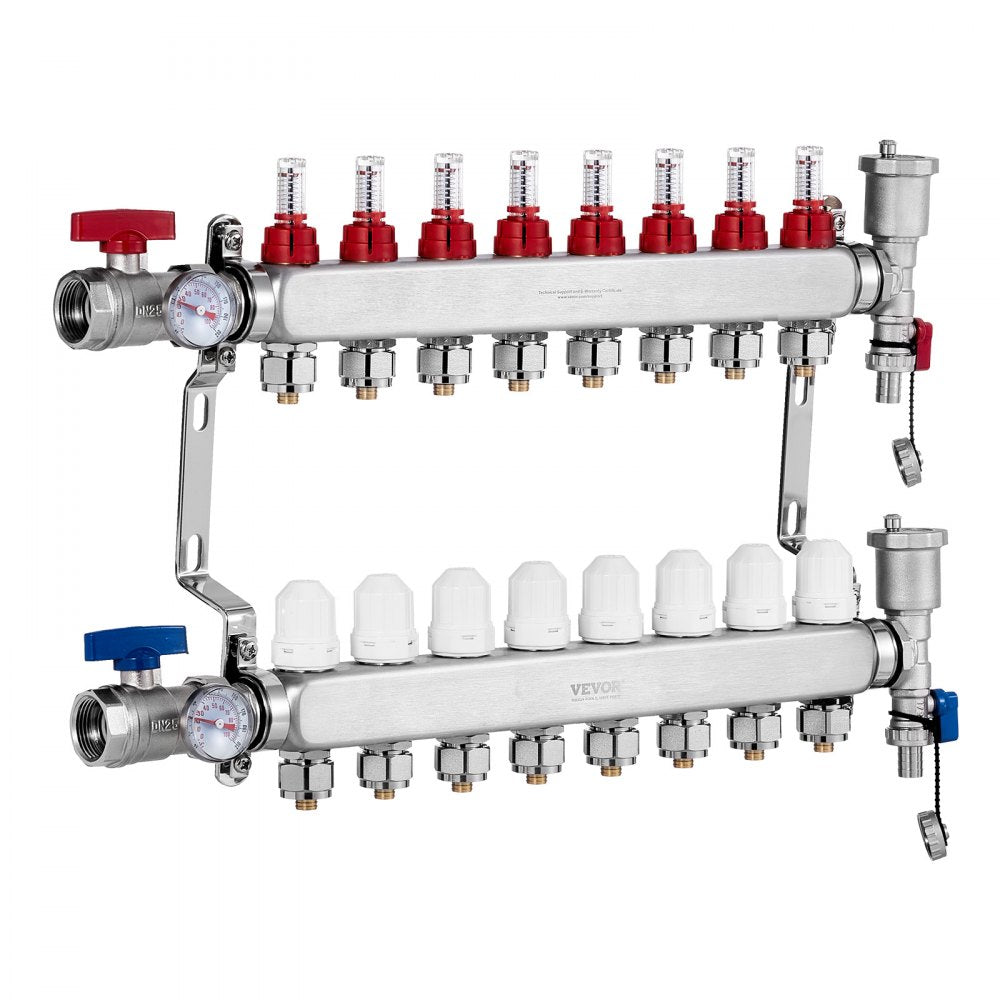 7012-25-08-00-NPT - Stainless Steel 8-Branch Heat Manifold with Flow Control