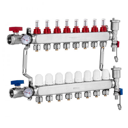 7012-25-08-00-NPT - Stainless Steel 8-Branch Heat Manifold with Flow Control